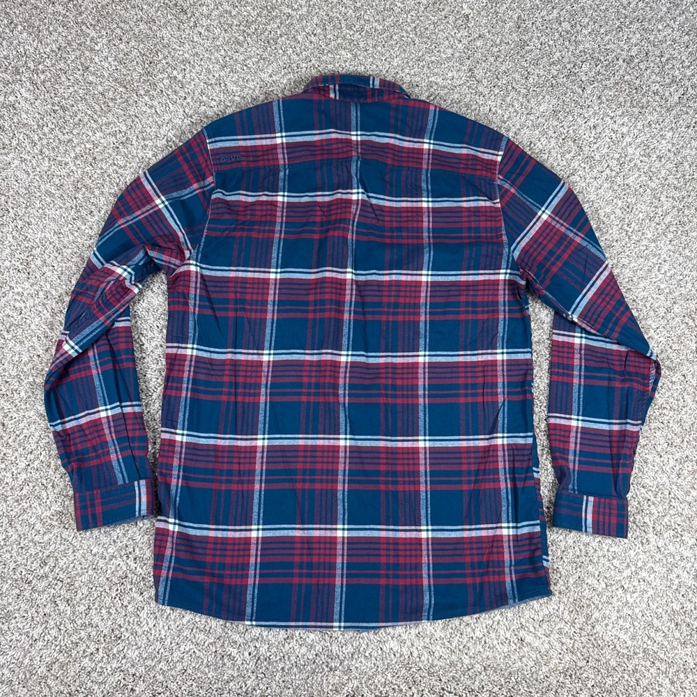 Orvis Shirt Mens M Blue Red Plaid Flat Creek Tech Flannel Long Sleeve Button Up - Picture 11 of 14